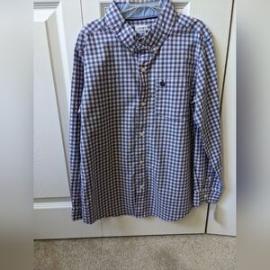 Carter's boys 10/12 pale pink and blue check collared shirt